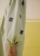 A Model Wearing Multicolor Poplin Mint Memories Organic Cotton Dress, curated by Only Ethikal